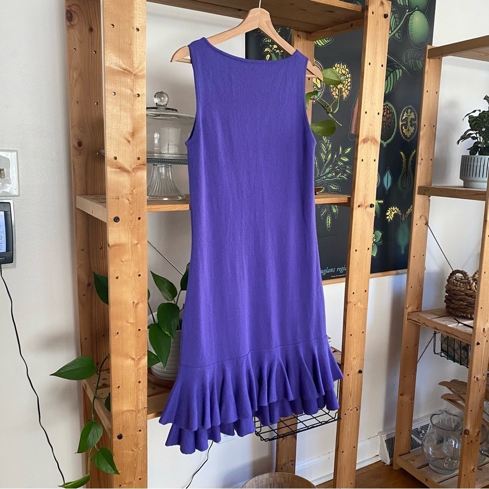 Autumn Cashmere Purple Flounced Ruffle Hem Sleeveless Cashmere Dress Medium - Picture 5 of 13